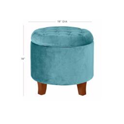 Luxury Living Cambridge Tufted Round Storage Ottoman Footstool in Teal - thumbnail 6
