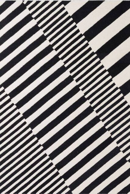 THE RUGS Ted Baker Flux Wool Handwoven Black White Geometric Rug - Size: 120 cm x 180 cm - image 1