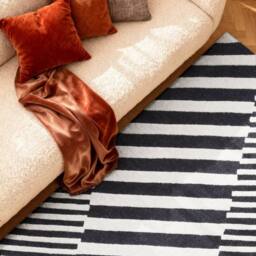 THE RUGS Ted Baker Flux Wool Handwoven Black White Geometric Rug - Size: 120 cm x 180 cm - thumbnail 2