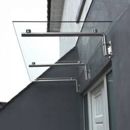 Monstershop Glass Door Canopy & Brackets - 180cm W x 80cm D in Silver - Size: 180 cm W x 80 cm D - thumbnail 1