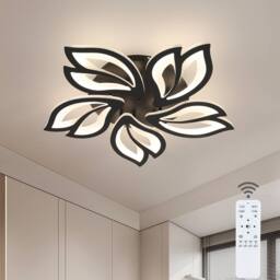 Goeco Modern LED Ceiling Light, Dimmable, Creative Flower Design Chandelier in Black - thumbnail 1