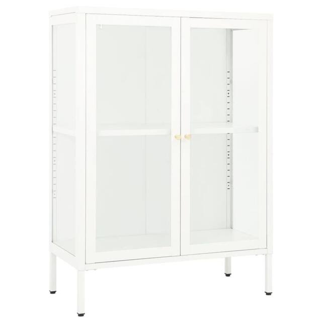 Berkfield Home Sideboard White 75x35x105 cm Steel & Glass - Size: 75 x 35 x 105 cm - image 1