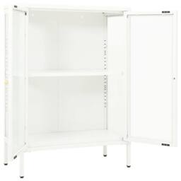 Berkfield Home Sideboard White 75x35x105 cm Steel & Glass - Size: 75 x 35 x 105 cm - thumbnail 6