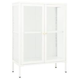 Berkfield Home Sideboard White 75x35x105 cm Steel & Glass - Size: 75 x 35 x 105 cm