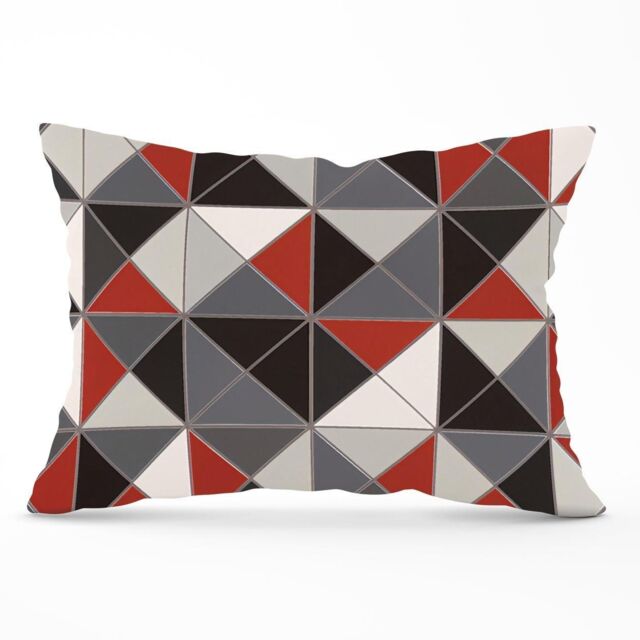 Warren Reed - Designer Grey Red Triangle Geometric Cushions - Size: 60 cm x 60 cm - image 1
