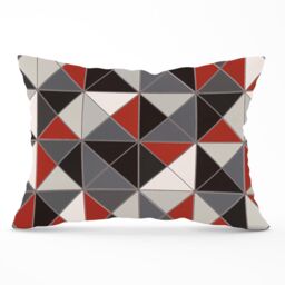 Warren Reed - Designer Grey Red Triangle Geometric Cushions - Size: 60 cm x 60 cm - thumbnail 1