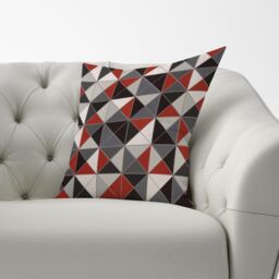 Warren Reed - Designer Grey Red Triangle Geometric Cushions - Size: 60 cm x 60 cm - thumbnail 3