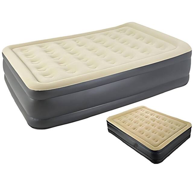 Trendi Single High Inflatable Air Mattress with Built-In Pump in Beige - image 1