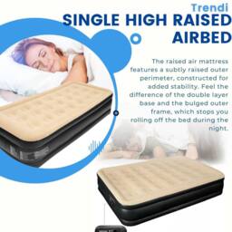 Trendi Single High Inflatable Air Mattress with Built-In Pump in Beige - thumbnail 7