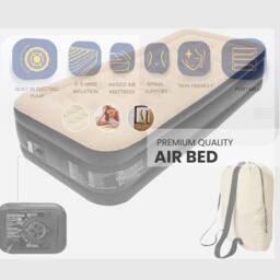 Trendi Single High Inflatable Air Mattress with Built-In Pump in Beige - thumbnail 2