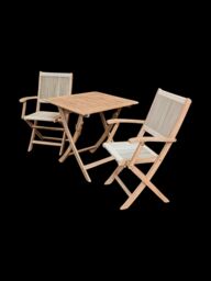 Royalcraft LONDON 70cm Square Folding Bistro Set with 2 London Rope Folding Armchairs in Natural - thumbnail 2