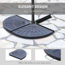 OUTSUNNY 2pc Flabelliform Parasol Base Resin Umbrella Weights for Cantilever Parasol in Bronze - thumbnail 4