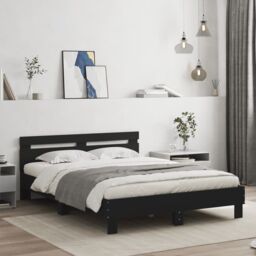 Berkfield Home Bed Frame with LED without Mattress Black 150x200 cm King Size - thumbnail 3