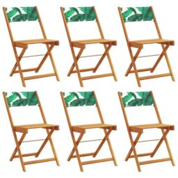 Berkfield Home Folding Garden Chairs 6 pcs Green Fabric & Solid Wood - thumbnail 2