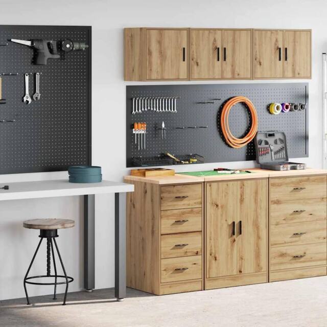 Berkfield Home Garage Cabinets 2 pcs Artisan Oak Engineered Wood in Brown - image 1