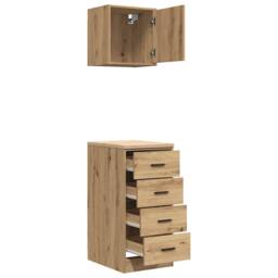 Berkfield Home Garage Cabinets 2 pcs Artisan Oak Engineered Wood in Brown - thumbnail 6