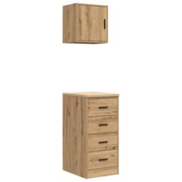 Berkfield Home Garage Cabinets 2 pcs Artisan Oak Engineered Wood in Brown - thumbnail 2