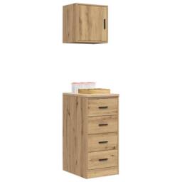 Berkfield Home Garage Cabinets 2 pcs Artisan Oak Engineered Wood in Brown - thumbnail 4