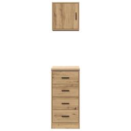 Berkfield Home Garage Cabinets 2 pcs Artisan Oak Engineered Wood in Brown - thumbnail 5