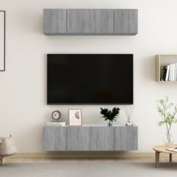 Berkfield Home Wall TV Cabinets 4 pcs Grey Sonoma 60x30x30 cm Engineered Wood - Size: 60 x 30 x 30 cm - thumbnail 1