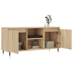 Berkfield Home TV Cabinet Sonoma Oak 104x35x50 cm Engineered Wood in Light Oak - Size: 104 x 35 x 50 cm - thumbnail 4