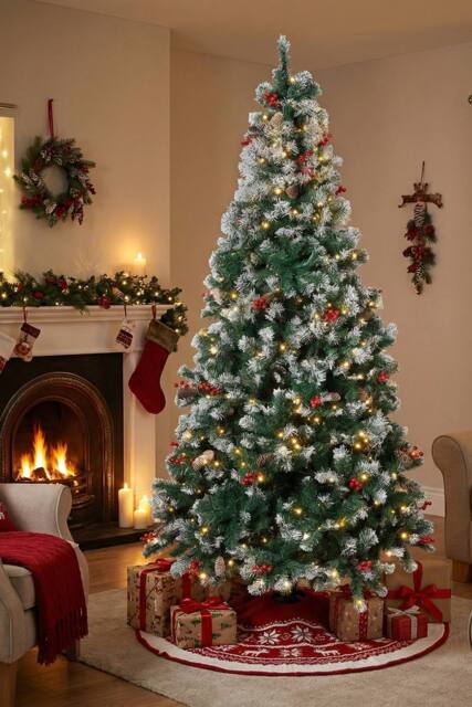 Living and Home Artificial Christmas Tree with Metal Stand in Green - Size: Small - image 1