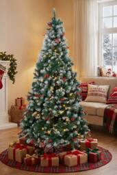 Living and Home Artificial Christmas Tree with Metal Stand in Green - Size: Small - thumbnail 2