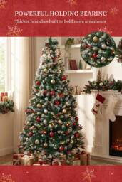 Living and Home Artificial Christmas Tree with Metal Stand in Green - Size: Small - thumbnail 3