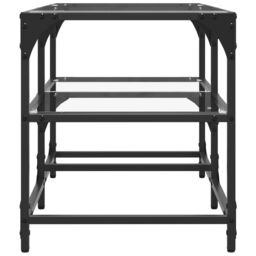 Berkfield Home Coffee Table with Transparent Glass Top 78.5x40x45 cm Steel in Grey - thumbnail 5