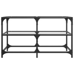 Berkfield Home Coffee Table with Transparent Glass Top 78.5x40x45 cm Steel in Grey - thumbnail 4