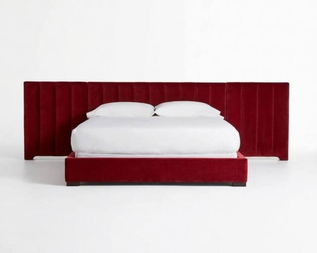 Stratus Interiors Raphael Extra Wide Headboard Bed-Gas lift Ottoman Storage in Red - Size: Super King - image 1