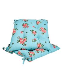 Dibor Set of 2 Floral Blue Summer Outdoor Garden Chair Seat Pad Cushions W40 x L40cm - Size: 40 cm x 40 cm - thumbnail 2