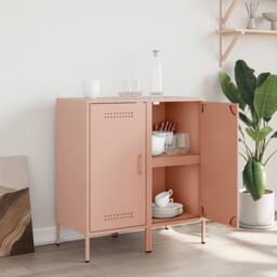 Berkfield Home Sideboards 2 pcs Pink 36x39x79 cm Steel - Size: 36 x 39 x 79 cm