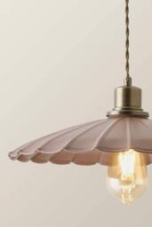 ValueLights Holborn Brushed Gold with Scallop Shade Ceiling Pendant Light in Dark Pink - thumbnail 4