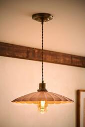 ValueLights Holborn Brushed Gold with Scallop Shade Ceiling Pendant Light in Dark Pink - thumbnail 2