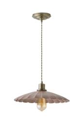 ValueLights Holborn Brushed Gold with Scallop Shade Ceiling Pendant Light in Dark Pink - thumbnail 6