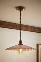 ValueLights Holborn Brushed Gold with Scallop Shade Ceiling Pendant Light in Dark Pink - thumbnail 1