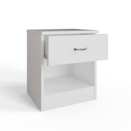 FWStyle Pair Of 1 Drawer Open Shelf White Nightstands - thumbnail 3
