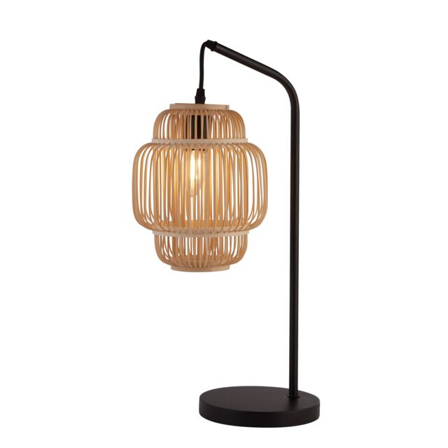 Lighting Collection Black Table Lamp With Bamboo Frame Shade Table Lamp - image 1