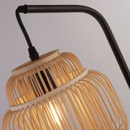 Lighting Collection Black Table Lamp With Bamboo Frame Shade Table Lamp - thumbnail 4