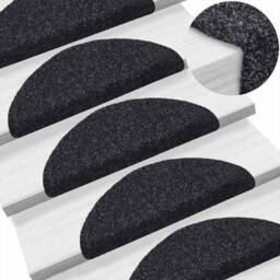 Berkfield Home Self-adhesive Stair Mats 5 pcs Black 56x17x3 cm Needle Punch - Size: Medium - thumbnail 6