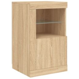 Berkfield Home Side Cabinets with LED Lights 2 pcs Sonoma Oak Engineered Wood in Brown - thumbnail 6