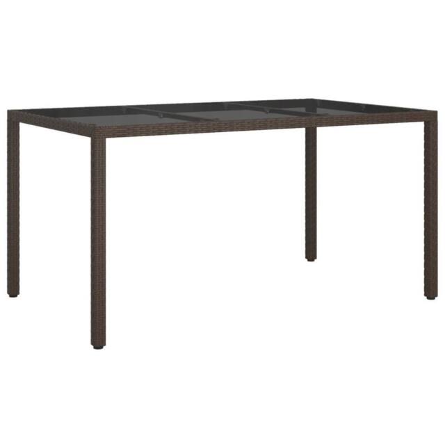 Berkfield Home Garden Table 150x90x75 cm Tempered Glass & Poly Rattan Brown - Size: 150 x 90 x 75 cm - image 1