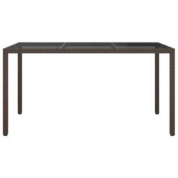 Berkfield Home Garden Table 150x90x75 cm Tempered Glass & Poly Rattan Brown - Size: 150 x 90 x 75 cm - thumbnail 3