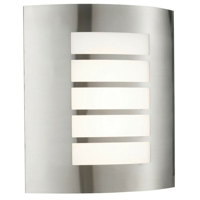 Loops IP44 Outdoor Wall Light Brushed Steel & Diffuser 7W Warm White LED Porch Lamp - image 1