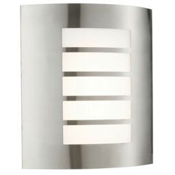 Loops IP44 Outdoor Wall Light Brushed Steel & Diffuser 7W Warm White LED Porch Lamp