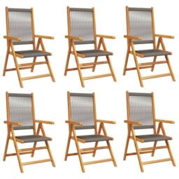 Berkfield Home Reclining Garden Chairs 6 pcs Grey Solid Wood Acacia - thumbnail 1
