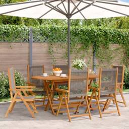 Berkfield Home Reclining Garden Chairs 6 pcs Grey Solid Wood Acacia - thumbnail 2