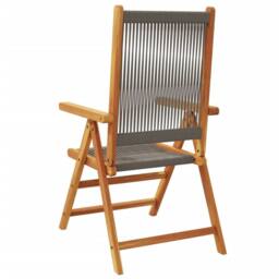 Berkfield Home Reclining Garden Chairs 6 pcs Grey Solid Wood Acacia - thumbnail 6