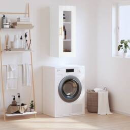 Berkfield Home Wall Mounted Cabinet White 34.5x34x90 cm - thumbnail 2